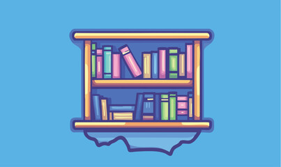 Charming bookshelf filled with colorful books, perfect for educational or cozy home decor themes.