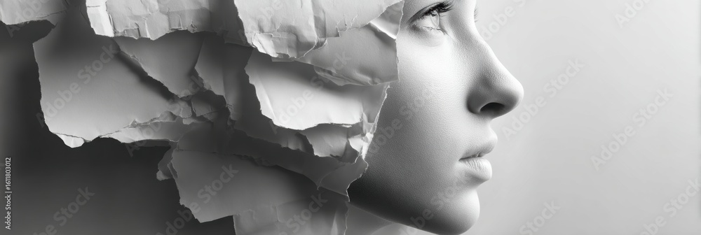 Aufkleber profile reveals inner truth through layers of peeling paper in a minimalistic layout, inviting conte