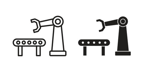 Industrial robot icon logo set. thin line concept simple icon or design element