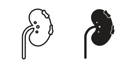 Kidney disease icon logo set. thin line concept simple icon or design element
