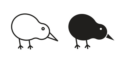 Kiwi bird icon logo set. thin line concept simple icon or design element