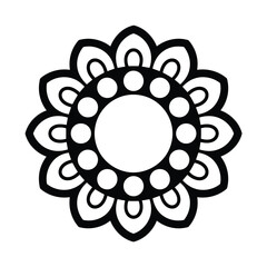 Vector illustration of a stylized black and white floral ornament design