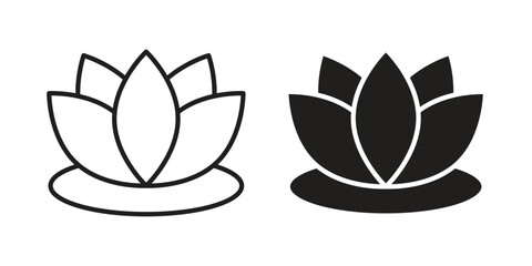 Lotus flower icon logo set. thin line concept simple icon or design element