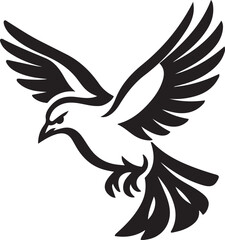 Flying bird silhouette white background, Minimal black bird in flight graphic