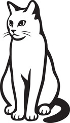 Sitting cat silhouette on white background, Black cat profile vector illustration
