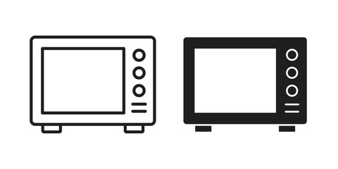 Microwave icon logo set. thin line concept simple icon or design element