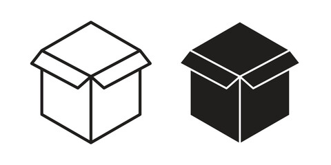 Open box icon logo set. thin line concept simple icon or design element