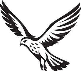 Fototapeta premium Eagle with wings spread in flight vector, Powerful bird silhouette illustration