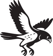 Obraz premium Flying eagle silhouette black on white, Majestic bird of prey vector
