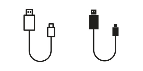 Phone cable icon logo set. thin line concept simple icon or design element