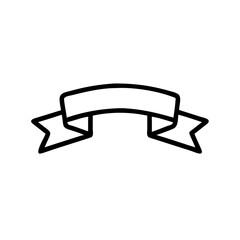 Outline a simple curved ribbon banner with pointed ends graphic