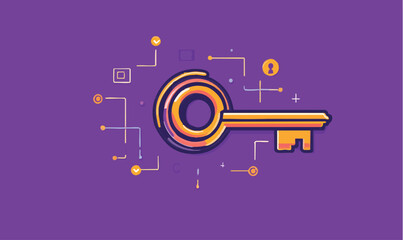 Fototapeta premium Unlock your business potential with this vibrant digital key and network connections