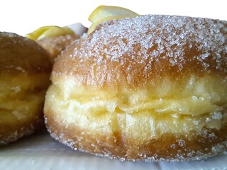 Close-up of lemon cream bombs with white background