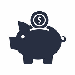 Piggy Bank Vector Icon for Finance and Saving Concept.