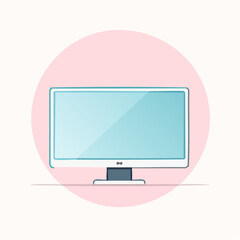 Minimalist illustration of a desktop computer monitor with a blank white screen and a teal bezel.