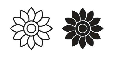 Sunflower icon logo set. thin line concept simple icon or design element