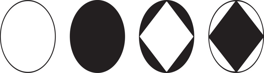 Four circles with geometric patterns abstract black