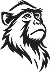 Naklejka premium Monkey face graphic vector design, Primate animal illustration in black