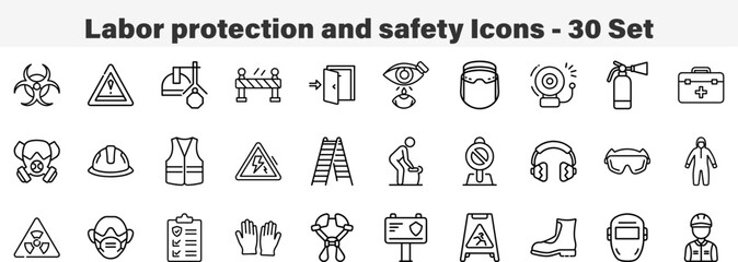 Labor Protection and Workplace Safety Line Icons