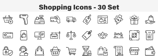 Online Shopping and E-commerce Vector Icon Collection