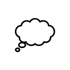 Outline thought bubble with three small circles speech cloud