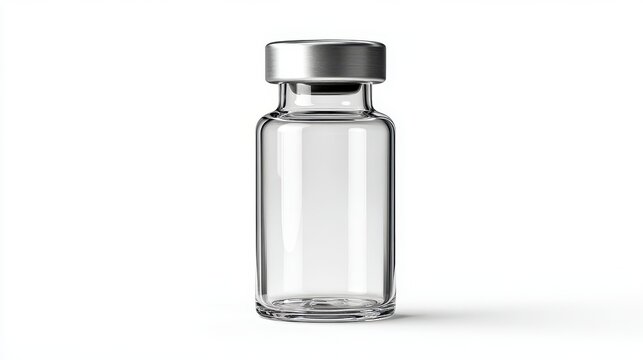 A 4K photo of 4K photo of empty vaccine vial isolated on minimalistic white background.