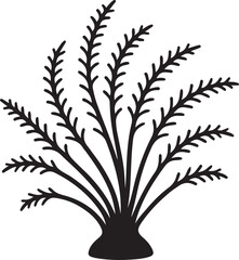 Stylized plant silhouette with branching shapes, Organic vector element for nature