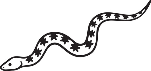 Obraz premium Sea snake silhouette with star pattern vector, Black marine reptile artwork