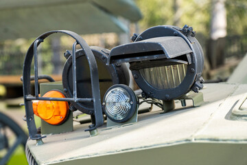Details of old Polish military equipment showcasing unique design and engineering features