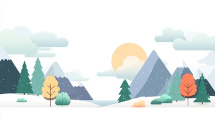 Cartoon illustration of winter fairy tale forest