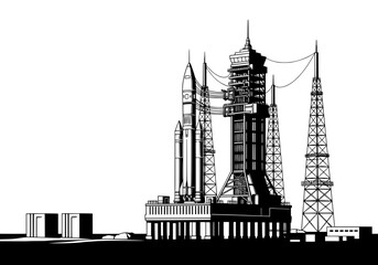 Iconic rocket launchpad complex ready for powerful space exploration mission ascent preparation