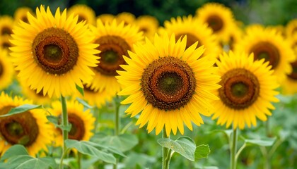 Naklejka premium Vibrant sunflower field