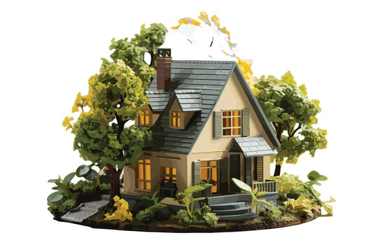 Mini house model on white background vector and illustration 