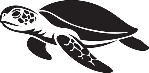 Turtle silhouette with white design detail, Ocean wildlife vector illustration