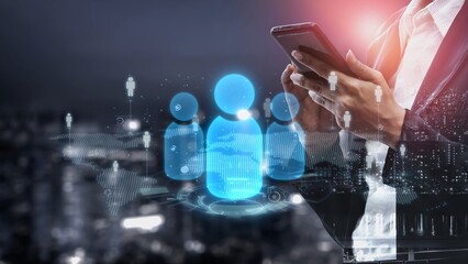 People networking, business connections, digital networking platforms, professional collaboration, and expanding opportunities through business relationship building and engagement. Muxer