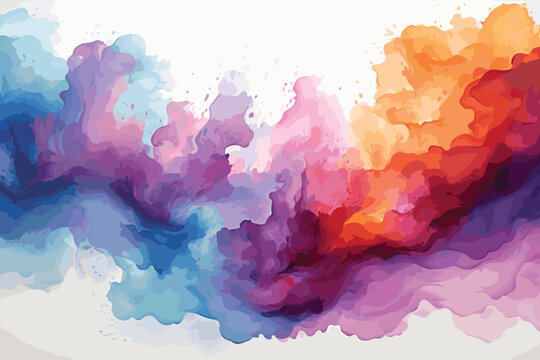 Vibrant watercolor splashes explode across the canvas, a dynamic symphony of colorful abstract expression. vector and illustration 