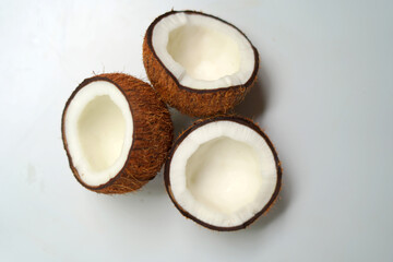 Raw Organic Brown Coconut in White Setting.