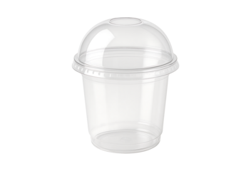 Clear plastic dome lid cup for drinks isolated on transparent background