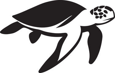 Sea turtle black and white vector art, Underwater animal in motion