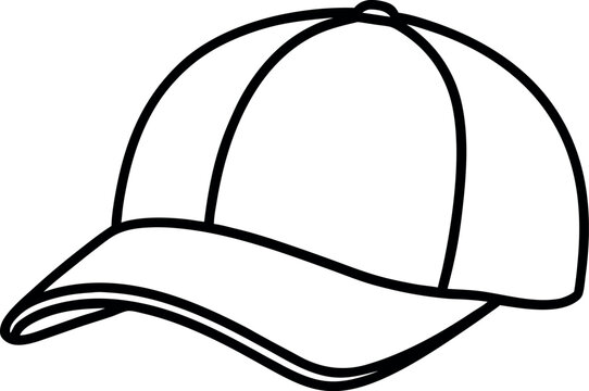 recommend clip art: trucker cap line art coloring book page , baseball cap vector illustration