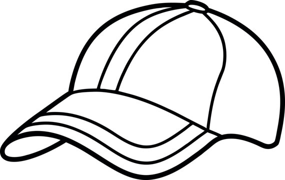recommend clip art: trucker cap line art coloring book page , baseball cap vector illustration