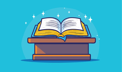 Unlock knowledge with this open book on a podium, sparking inspiration and learning with bright, clean design
