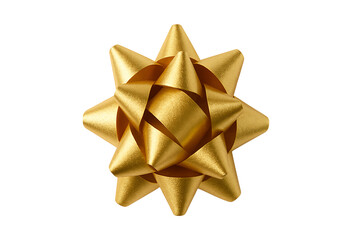Golden star bow isolated on transparent background