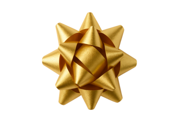 Golden star bow isolated on transparent background