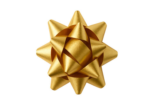 Golden star bow isolated on transparent background