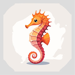 Obraz premium A cheerful seahorse illustration with a bright orange color palette and simple vector style