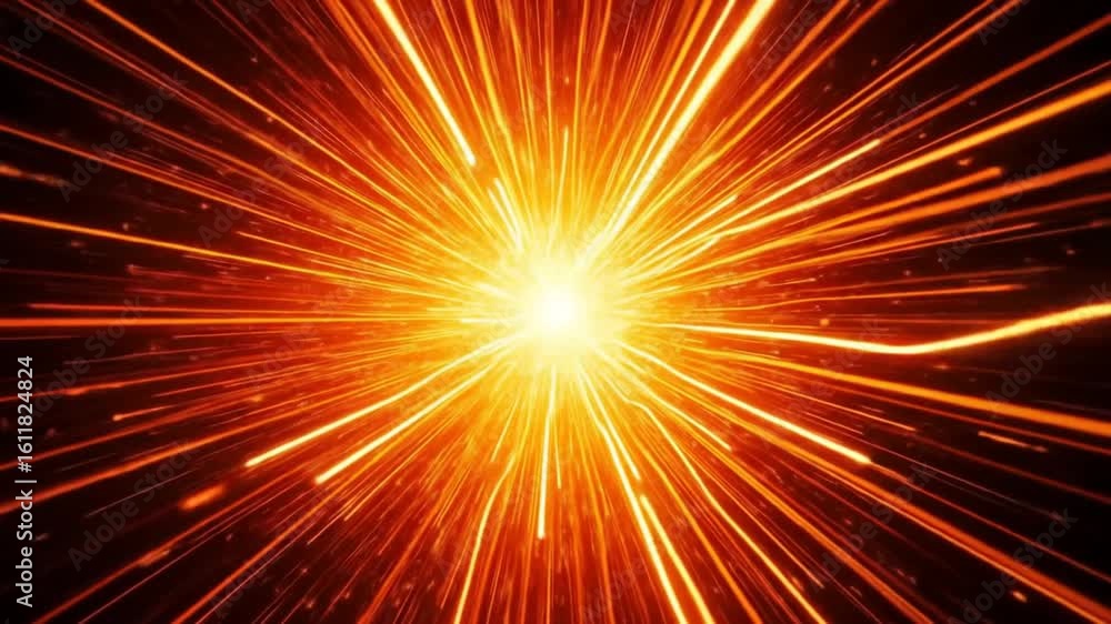 Poster fiery burst: abstract motion graphics background animation with energy rays