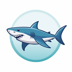 Obraz premium Cartoon Shark Illustration: A Kid-Friendly Aquatic Predator Design for Various Creative Projects