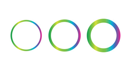 gradient abstract round shape icon set small, medium, high . colorful round shape png and vector illustration