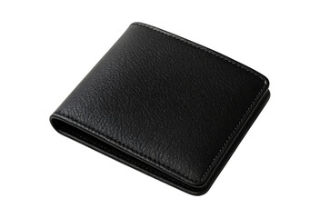 Black leather bifold wallet isolated on transparent background